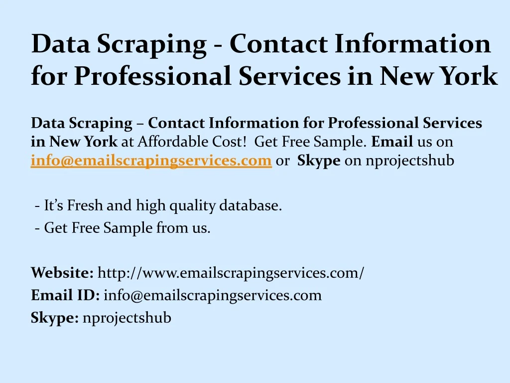 data scraping contact information for professional services in new york