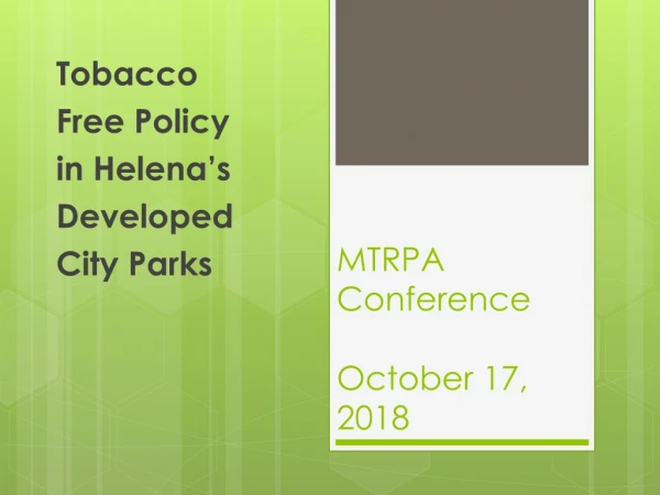 MTRPA Conference October 17, 2018