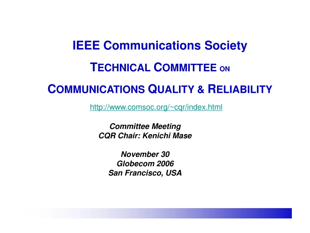 ieee communications society t echnical c ommittee