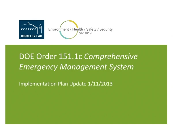 DOE Order 151.1c Comprehensive Emergency Management System