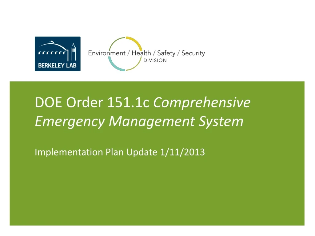 doe order 151 1c comprehensive emergency management system
