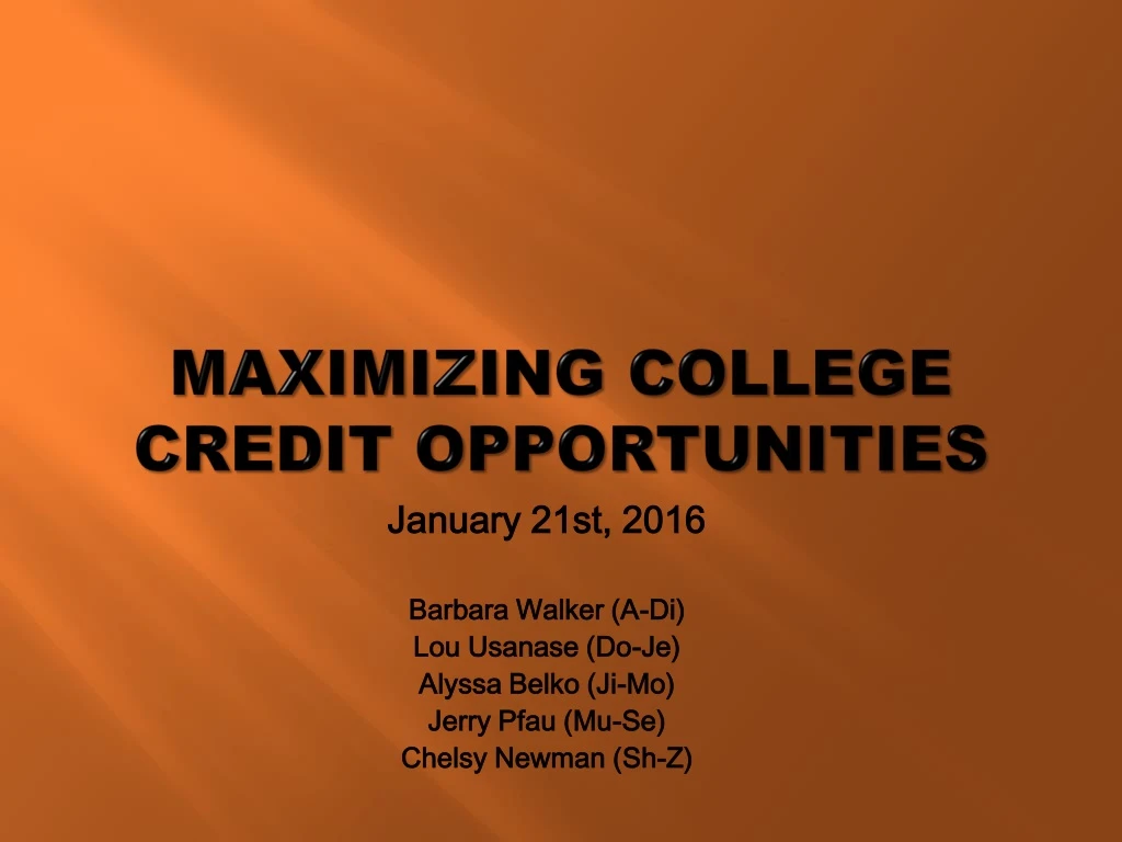 maximizing college credit opportunities