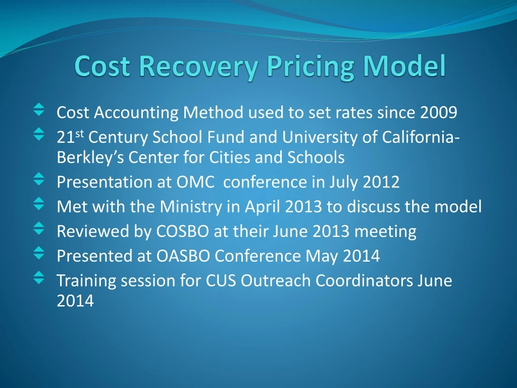 cost recovery pricing model