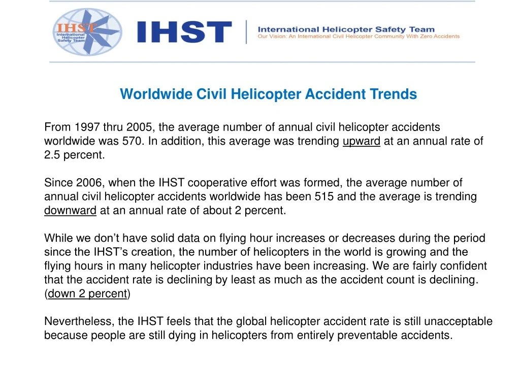 worldwide civil helicopter accident trends from