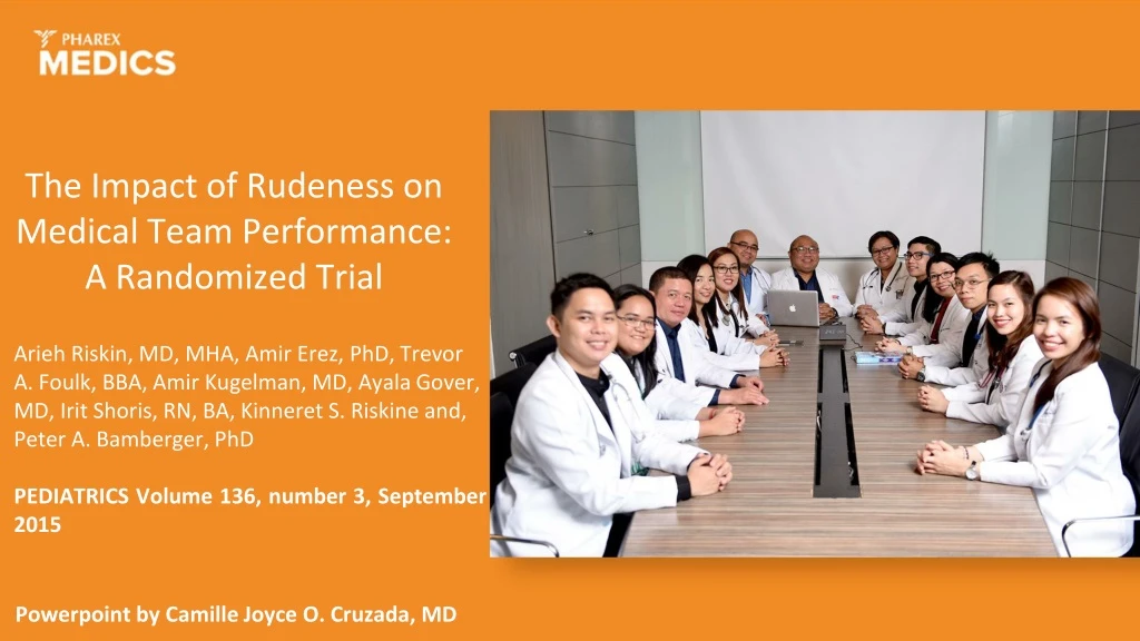 the impact of rudeness on medical team performance a randomized trial