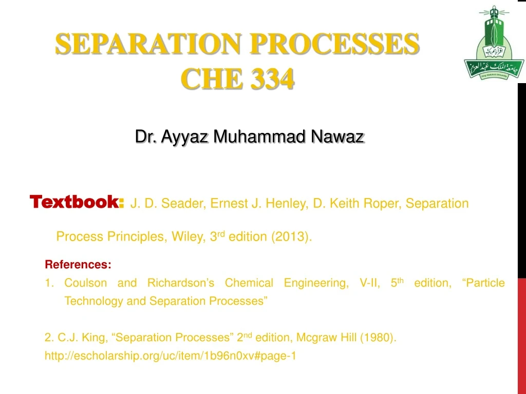 separation processes che 334