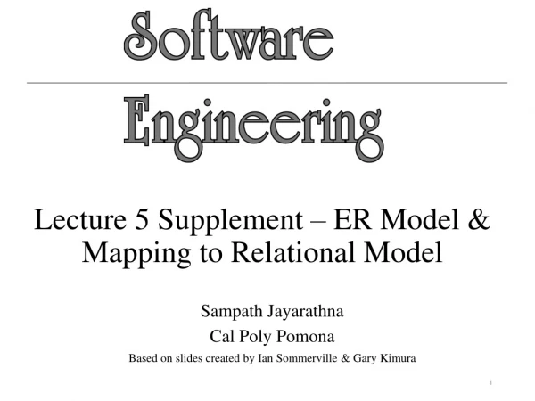 Lecture 5 Supplement – ER Model &amp; Mapping to Relational Model