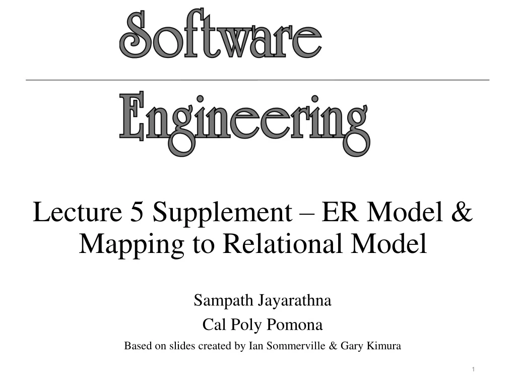 lecture 5 supplement er model mapping to relational model