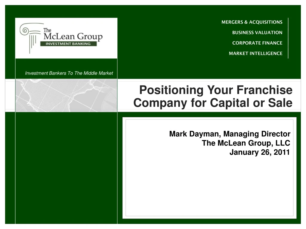 positioning your franchise company for capital or sale