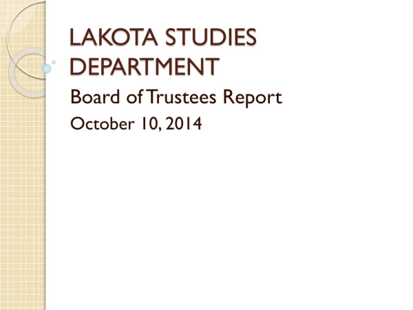 LAKOTA STUDIES DEPARTMENT