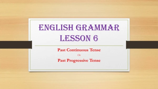 English Grammar Lesson 6
