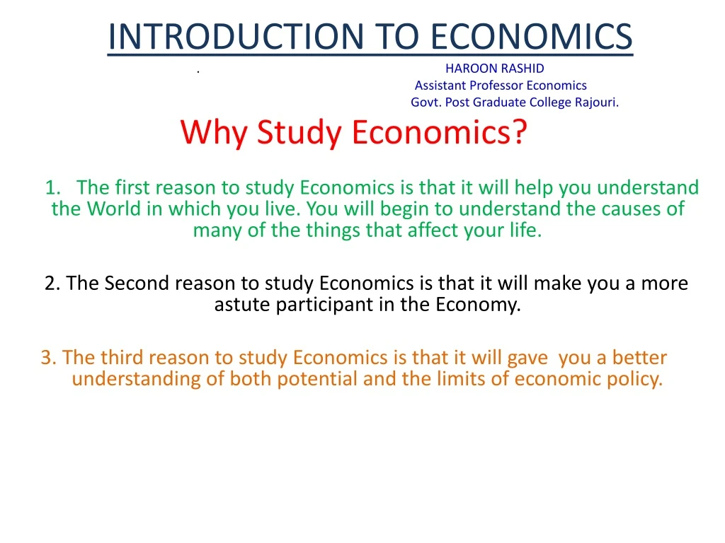 introduction to economics haroon rashid assistant