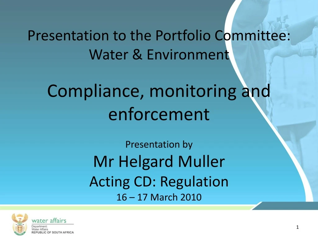 presentation to the portfolio committee water environment