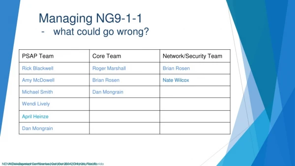 Managing NG9-1-1 what could go wrong?