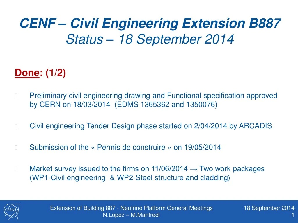 cenf civil engineering extension b887 status 18 september 2014
