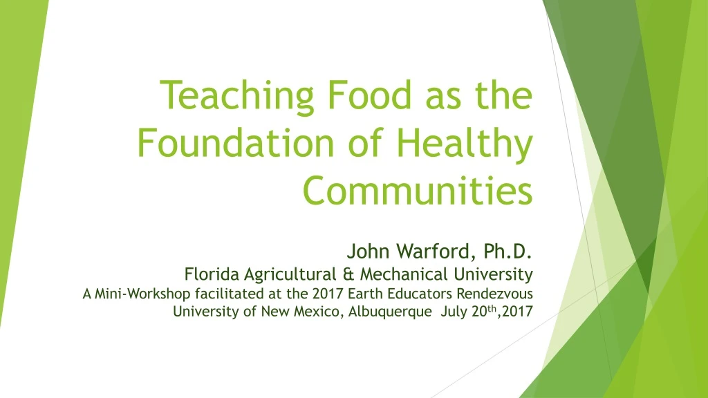teaching food as the foundation of healthy communities