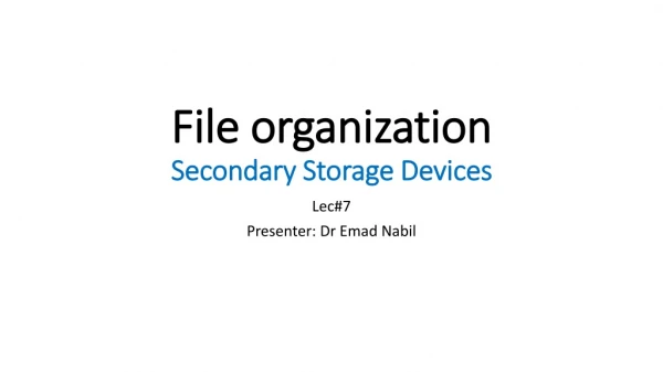 File organization Secondary Storage Devices