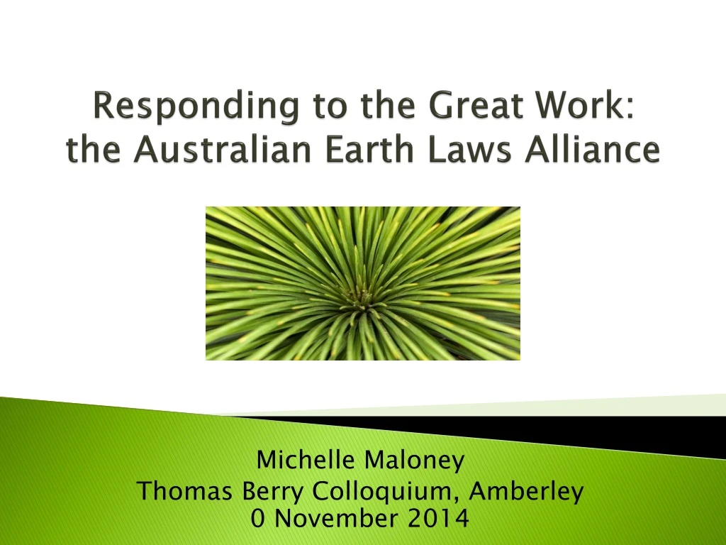 responding to the great work the australian earth laws alliance