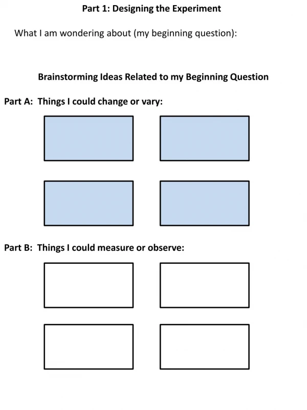 Part 1: Designing the Experiment What I am wondering about (my beginning question):