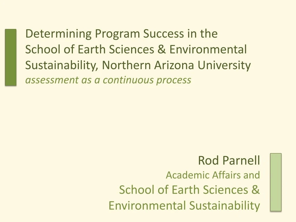 rod parnell academic affairs and school of earth sciences environmental sustainability