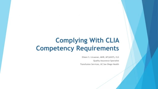 Complying With CLIA Competency Requirements
