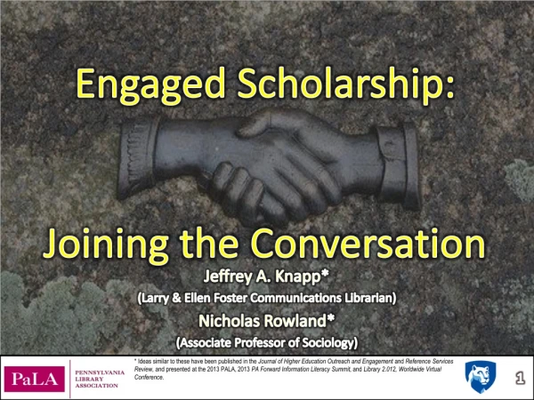 Engaged Scholarship: Joining the Conversation