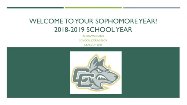 Welcome to your sophomore year! 2018-2019 School year