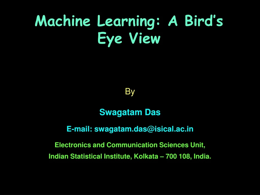 machine learning a bird s eye view