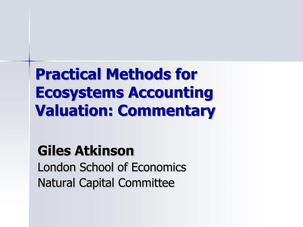 practical methods for ecosystems accounting valuation commentary