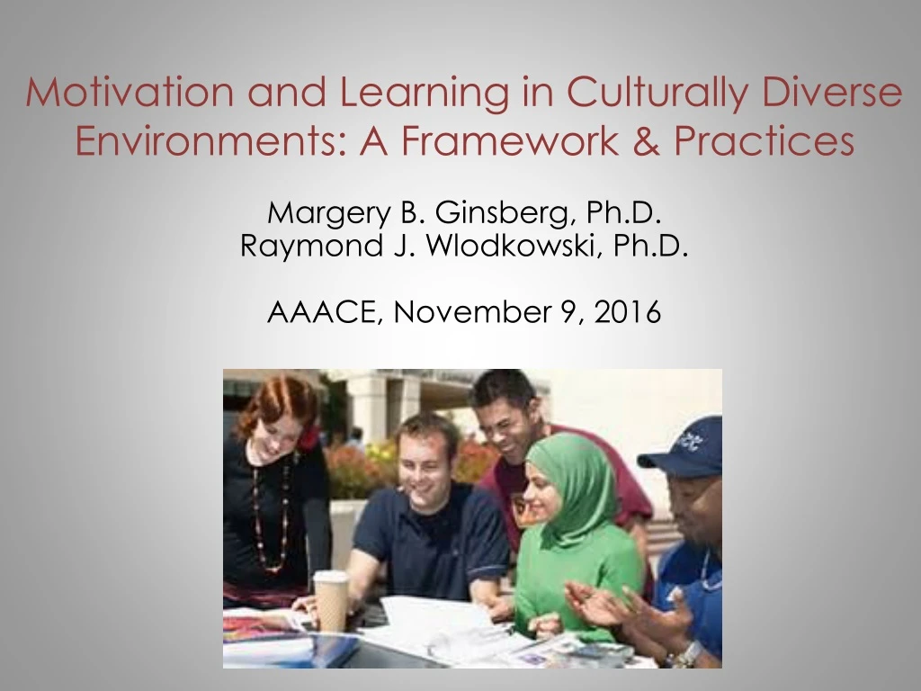 motivation and learning in culturally diverse