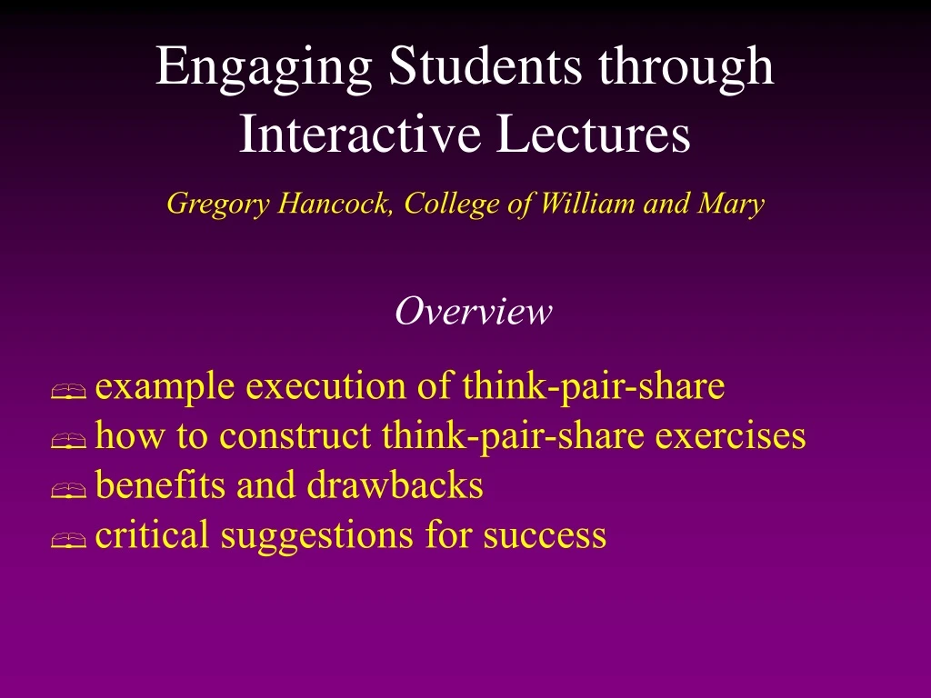 engaging students through interactive lectures