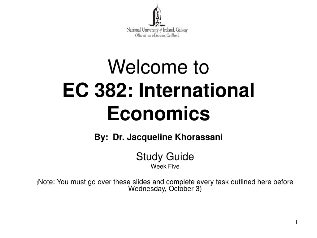 welcome to ec 382 international economics by dr jacqueline khorassani