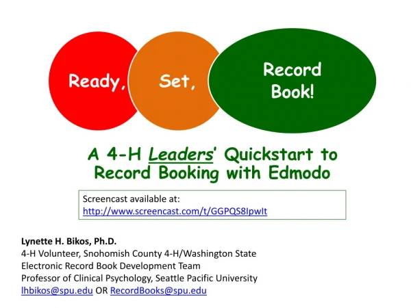 A 4-H Leaders ’ Quickstart to Record Booking with Edmodo