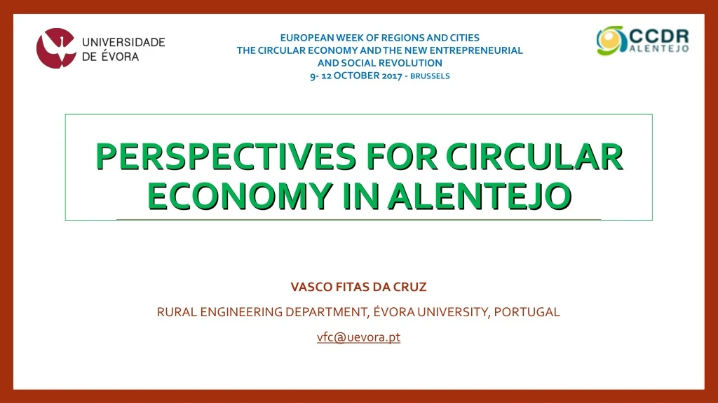 perspectives for circular economy in alentejo