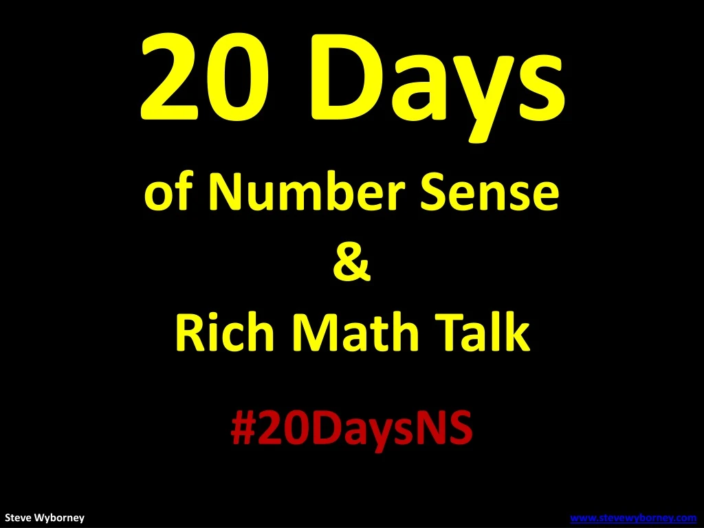 20 days of number sense rich math talk