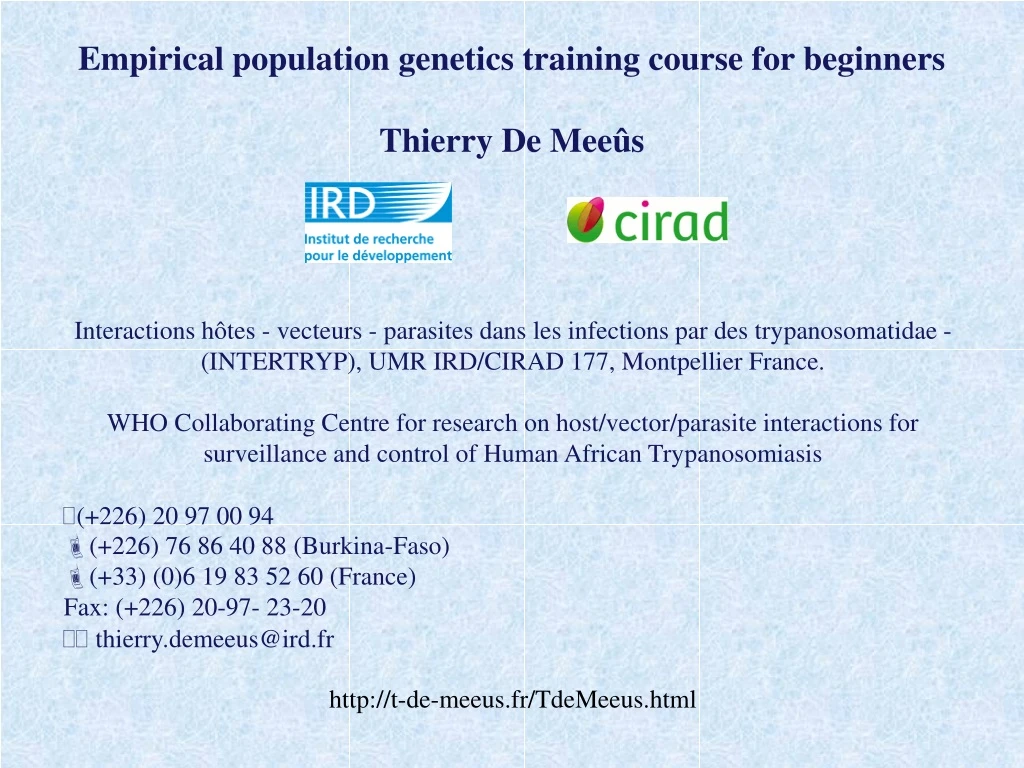 empirical population genetics training course