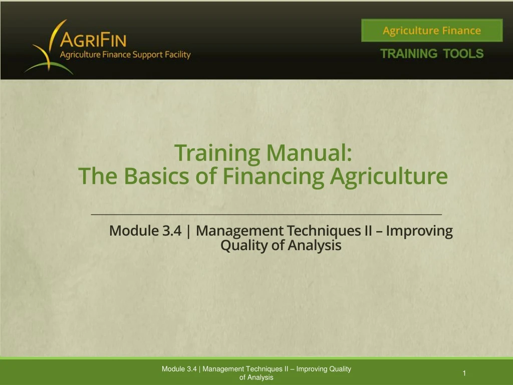training manual the basics of financing