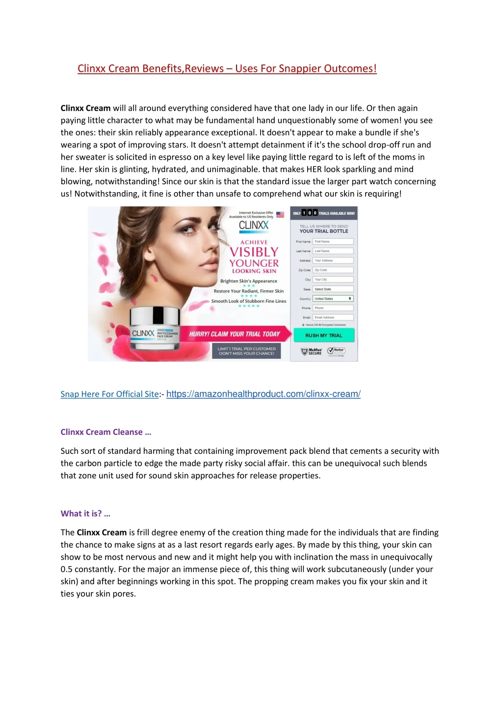 clinxx cream benefits reviews uses for snappier