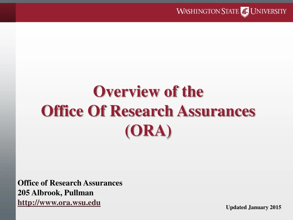 overview of the office of research assurances