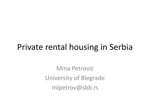 Private rental housing in Serbia