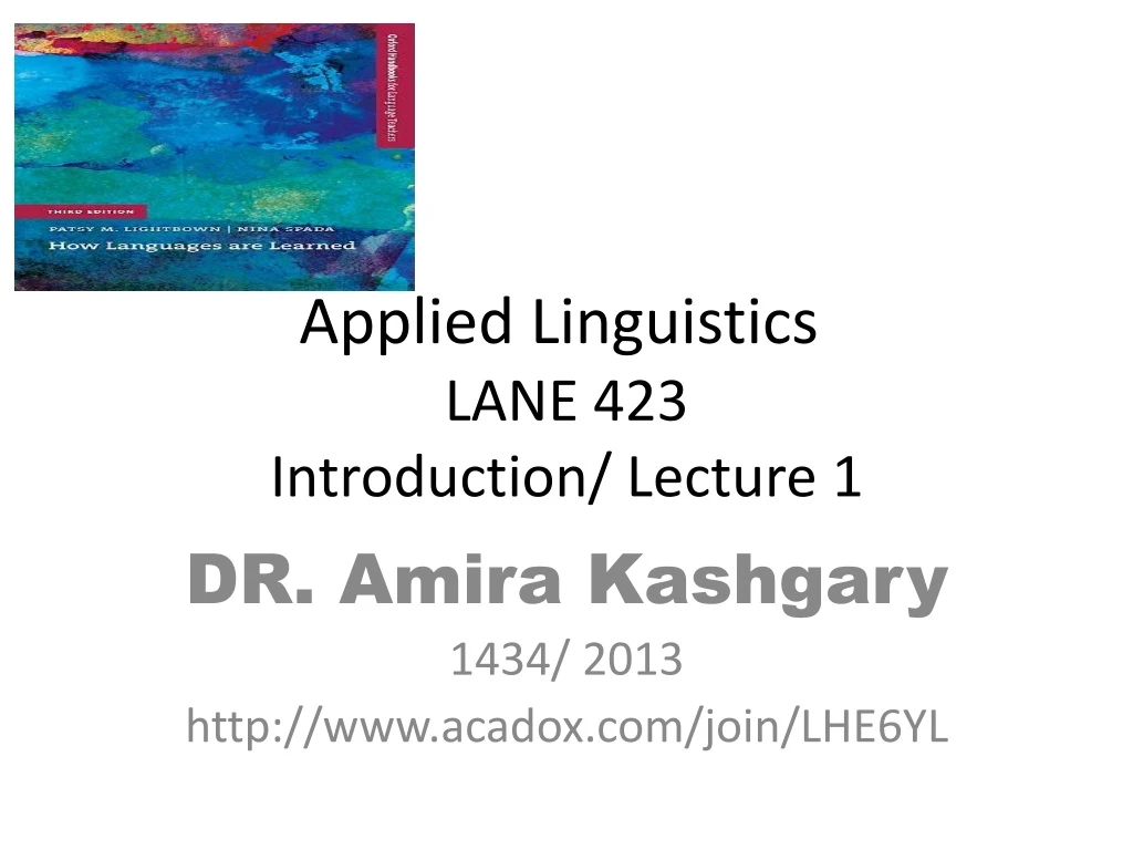 applied linguistics lane 423 introduction lecture 1