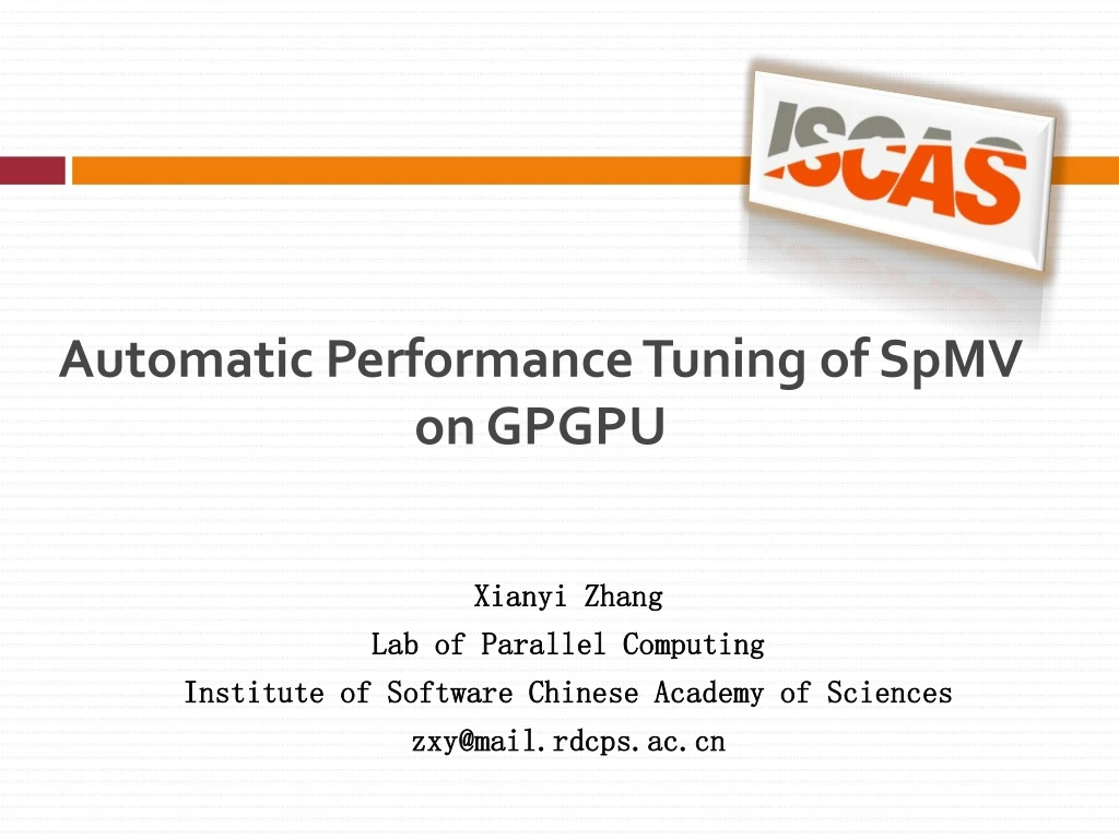 automatic performance tuning of spmv on gpgpu