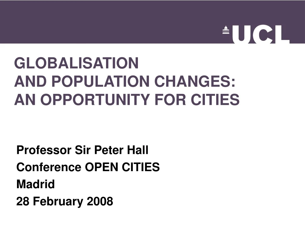 globalisation and population changes an opportunity for cities