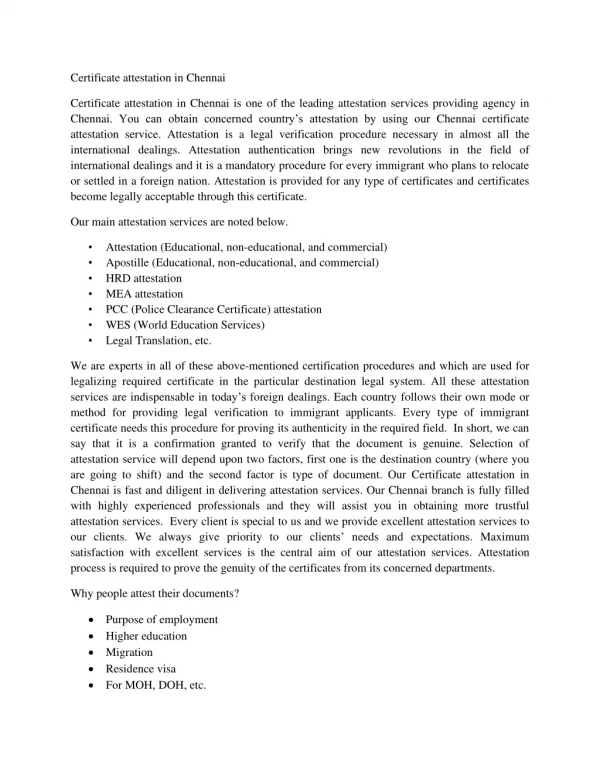 certificate attestation in chennai