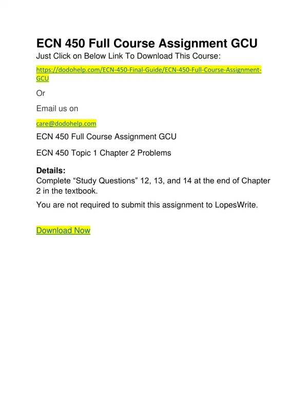 ecn 450 full course assignment gcu just click