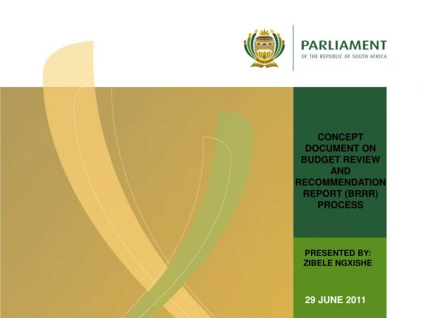 CONCEPT DOCUMENT ON BUDGET REVIEW AND RECOMMENDATION REPORT (BRRR) PROCESS