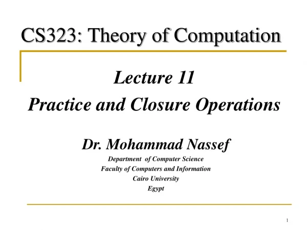 CS323: Theory of Computation