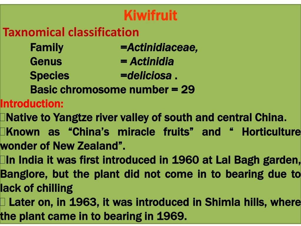 kiwifruit taxnomical classification family
