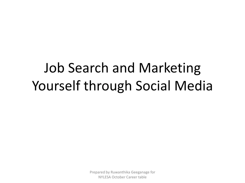 job search and marketing yourself through social media