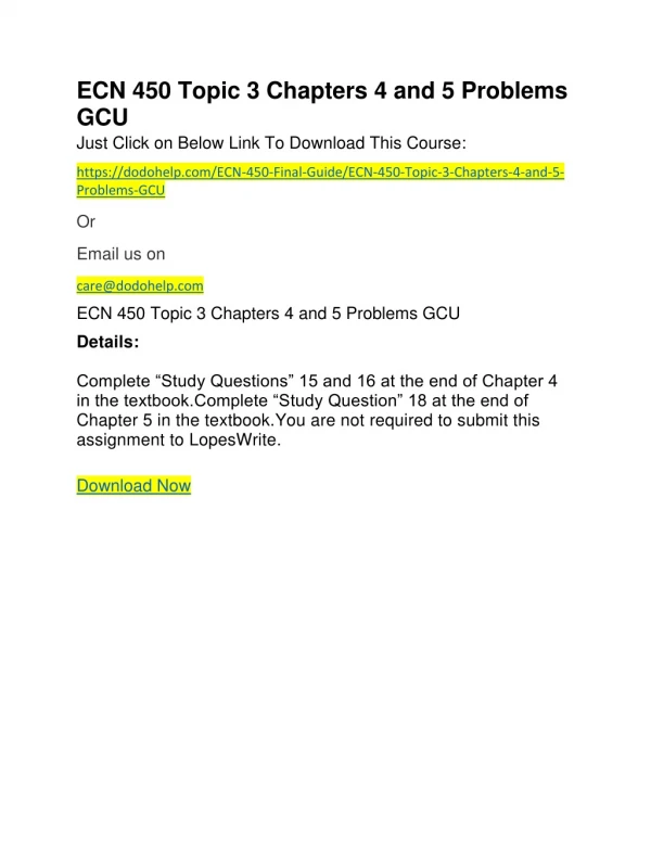 ecn 450 topic 3 chapters 4 and 5 problems